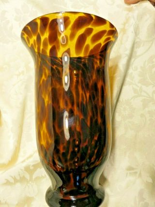 Spotted Murano Italy Art Glass Vase 12.  5 " 7 1/2 " Amber Dark Brown