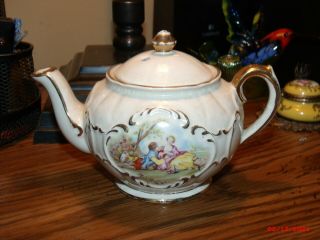 Vintage Sadler England Porcelain Mini Teapot Victorian Scene Very Pretty