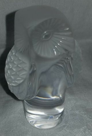 Signed Lalique France Vintage Frosted Crystal Glass Owl Figurine Paperweight