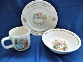 Vintage Wedgwood Peter Rabbit - 3 Piece Nursery Set - Mug Plate Bowl