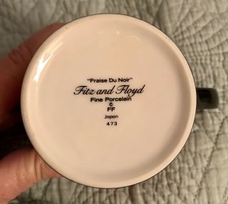 Vintage ' Fraise du Noir ' Fitz And Floyd Strawberry porcelain Mug 1980 Japan 3