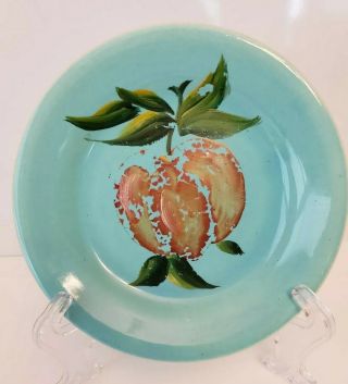 Vintage Bauer Los Angeles Pottery Turquoise Dessert Bread Plate 6.  5 " Usa