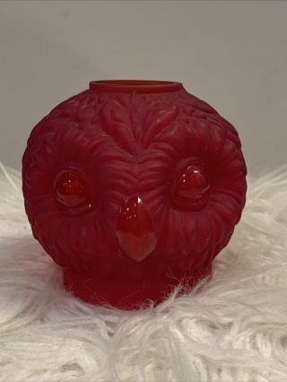 Westmoreland Cranberry Red 2 Faced Owl Fairy Lamp Light - Top / Dome Only