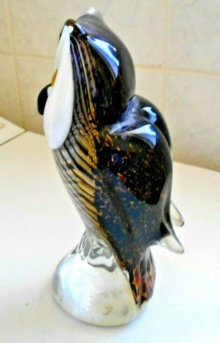 Murano Italian Hand Made Art Glass Owl Figurine height 7 inch or 18 cm 2