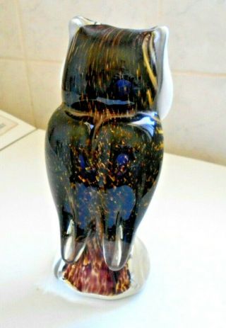 Murano Italian Hand Made Art Glass Owl Figurine height 7 inch or 18 cm 3