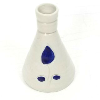 Williamsburg Va Pottery Salt Glaze Stoneware Blue Flower/leaf Bud Vase Vintage