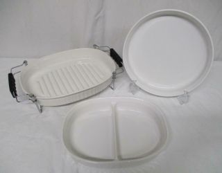 Vintage Corning Ware French White Pyroceram Casserole Dishes Roaster 4 Piece Set