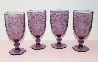 Set Of (4) Princess House Fantasia Amethyst/purple Ice Tea Water Goblets