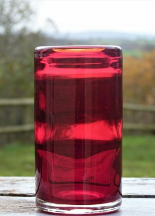 Whitefriars Ruby Red Glass Vase Geoffrey Baxter Pattern 9583