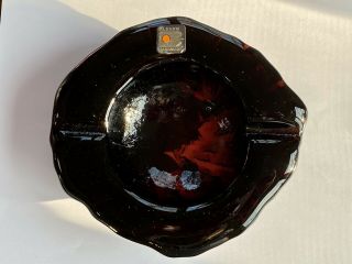Vintage Blenko Art Glass Ashtray Wayne Husted Candy Dish O - 6023 Footed Volcanic