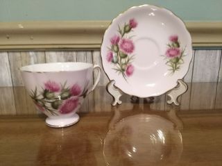 Colclough Pink Tea Cup & Saucer English Bone China Gold Teacup England Floral