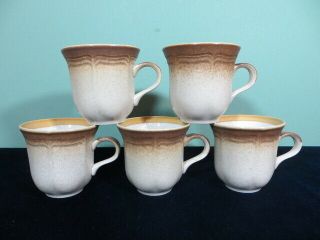 Set Of 5 Mikasa Stoneware Whole Wheat Coffee Cups E8000 Tan Brown Japan