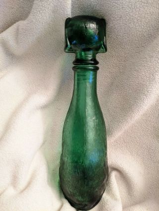 Empoli Dog Bottle Decanter Green Emerald Glass Italian Vintage 9 