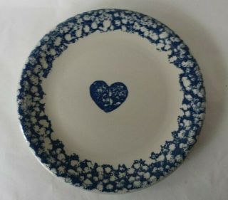 Folk Craft Dinner Plate Tienshan Hearts Sponge Ware Blue 10 1/4
