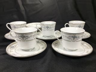 5 - Wade Fine Porcelain China Of Japan Diane Cup & Saucers W/ 4 Extra Saucers