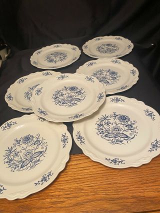 Set Of Seven (7) Homer Laughlin Imperial Blue Dresden Dinnerware Plates T