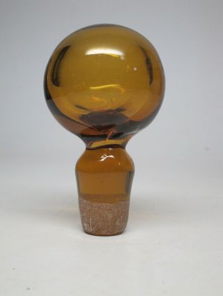 Blenko Joel Myers Art Glass Stopper Only Topaz Ball Sphere Bubble Bottle Replace