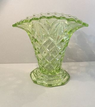 Sowerby Large Green Art Deco Vase 8 Inches High And 9.  25 Inches Wide