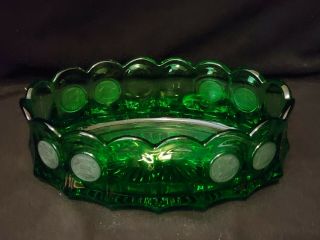 Fostoria Emerald Green Frosted Coin Glass Oval Bowl Rare Color 8.  75 " X 5.  25 "