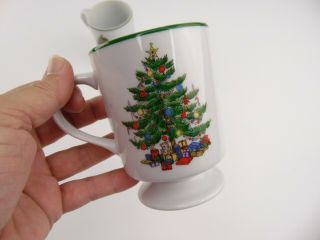 Sone Fine China Japan Christmas Tree Pattern Pedestal Coffee Cups Set Of 2 Mugs