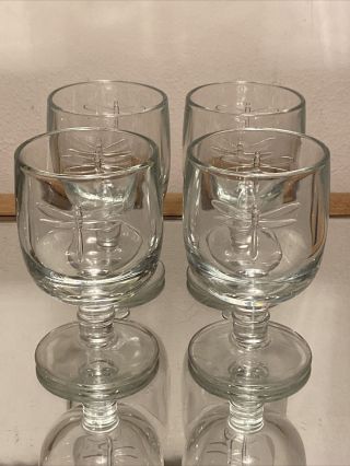 Set Of 4 La Rochere Dragonfly 4 - 3/4” Wine Glass Made In France