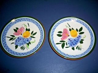 2 Stangl Pottery Hand Painted Fruit & Flowers - Bread Plates 6 1/8 "