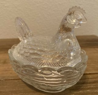 L.  G.  Wright Clear Glass 4” Hen On Nest Dish 3