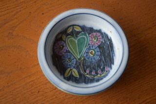 Laholm Pottery Sweden Scandinavian Mid Century Modern Heart And Floral Trinket D