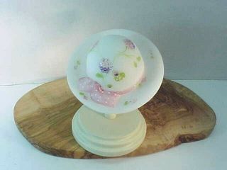 Lovely Fenton Hand Painted Designer Hat With Stand Signed