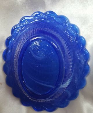 Mosser Cobalt Blue Slag Glass Hen on Nest Salt Cellar Trinket Dish 3