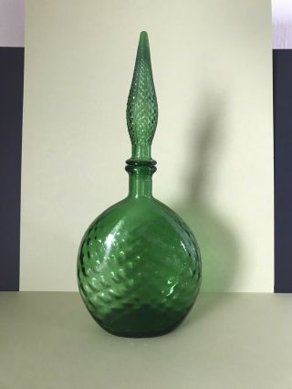Vintage Emerald Green Italian Empoli Genie Bottle / Decanter