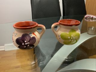 Set Of 2 Mexican Studio Pottery Coffee Mugs | Hand Crafted | Glazed Drip | Pair