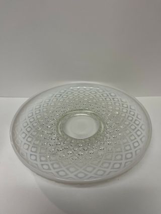 Vintage Fenton Art Glass French Opalescent Quilted Hobnail 10 1/2” Footed Plate