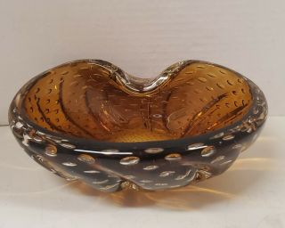 Murano Art Glass Italian Amber Decorative Bowl Candy Dish Ashtray Controlled.