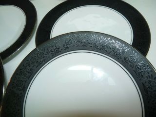 Noritake MIRANO Pattern 6878 Black Trim Set of SIX (6) Bread Butter Plates 6.  5 
