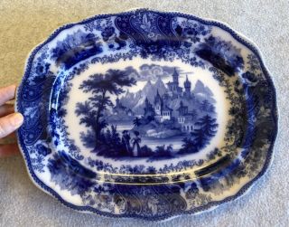 Flow Blue Nonpareil Platter 12.  5 " Burgess Leigh Middleport Pottery England Chip
