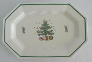 Nikko Christmastime Octagonal Christmas Tree Serving Platter 13 1/2 " X 8 7/8 "