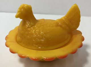Mosser Mustard Glass Chick Salt 064 Mini Hen On A Nest 1992