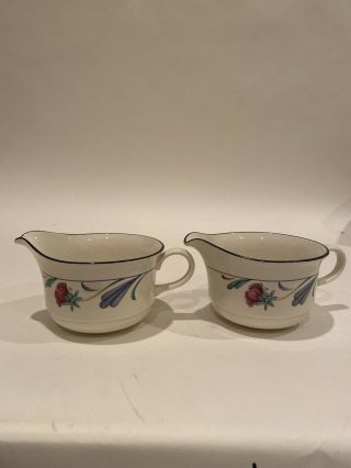 Lenox Poppies On Blue Open Sauce Gravy Boat Floral Chinastone (2)