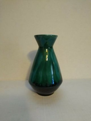 Blue Mountain Pottery Small Vase 7 " High Green Glaze Pre Own Exc.  Cond