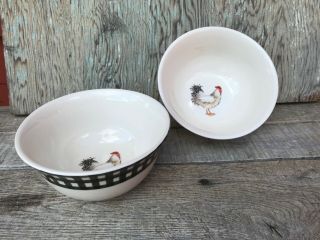 Cracker Barrel Old Country Store Rooster Cereal Bowls,  Set Of 2