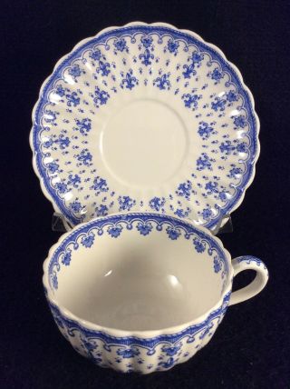 Spode - Fleur De Lys - Blue - No Trim - Flat Cup & Saucer Set