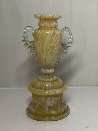 Antique Bohemian Czech Glass Franz Welz Trophy Vase In A Gorgeous Yellow
