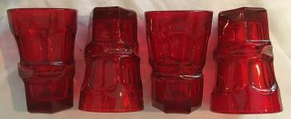 Vintage Fostoria Ruby Red 10 Oz.  Drinking Glass Tumblers 1960s Set Of 4 Hfm