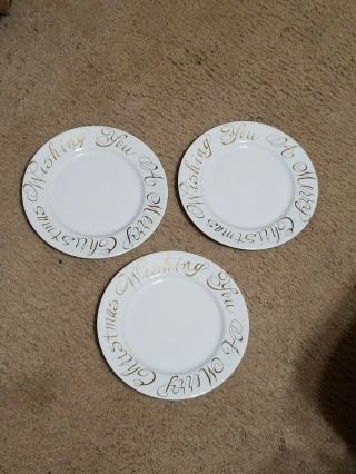 Wishing You A Merry Christmas Dessert Plates By Rosanna For Target - Set Of 3