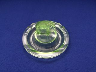 Vintage Green Depression Uranium Glass Elephant Ashtray 4” 3