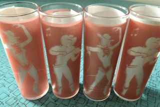 COOL VINTAGE 1950 ' S ROCKABILLY COWBOY COWGIRL TOM COLLINS 4 PINK GLASSES ZOMBIE 2