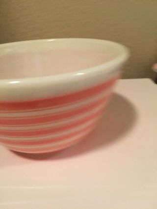 Vintage Pyrex Small Mixing Bowl,  1/2 Pint,  Striped,  Rainbow Stripped Pink