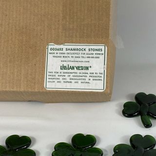 18 Vintage LILLIAN VERNON Blown Glass Emerald Green Clover Shamrock Stones 2