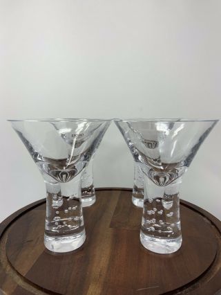 Crate & Barrel Krosno Martini Glasses Set Of Four Poland Controlled Bubble Stems 2